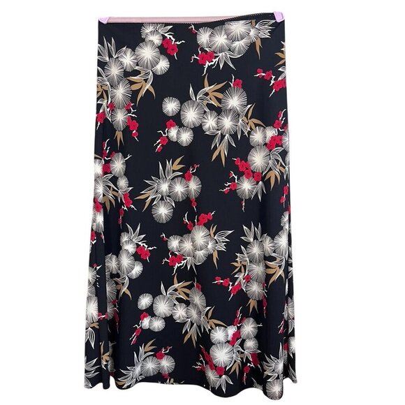 Intriguing Threads Chic Floral Midi Skirt 12 Black Boho Western Hippie Indie 80s - Picture 7 of 11